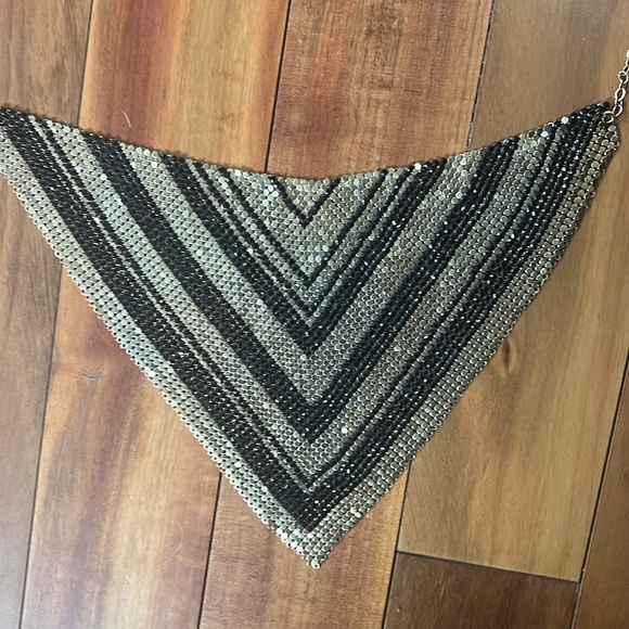 Mesh gold and black stones necklace - vintage - no default ! - Picture 3 of 5